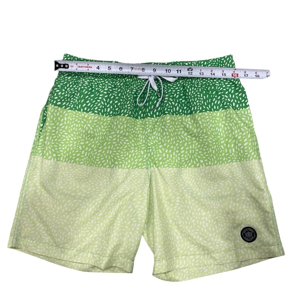 7" Spotted Stripes Swim Short, Green Swim Shorts,Men’s 2‎ pocket shorts,SZ M - Picture 4 of 8